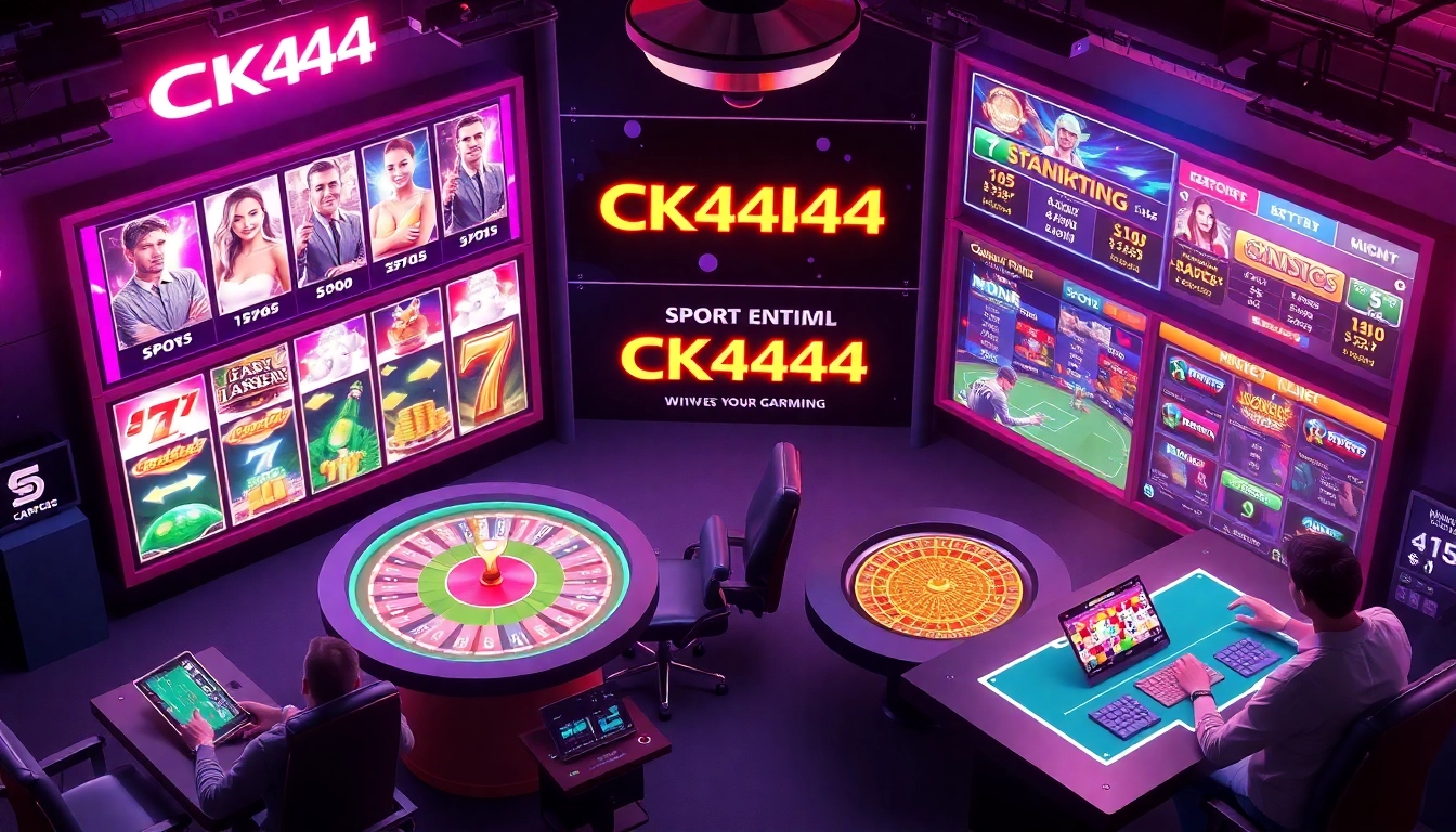 Engaging visual of ck4444 com's gaming dashboard with lively slots, live dealer, and sports betting options highlighting user interaction and platform security for online players.