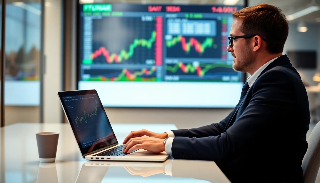 Buying Shares UK A professional advisor helps clients with stock investment strategies in a