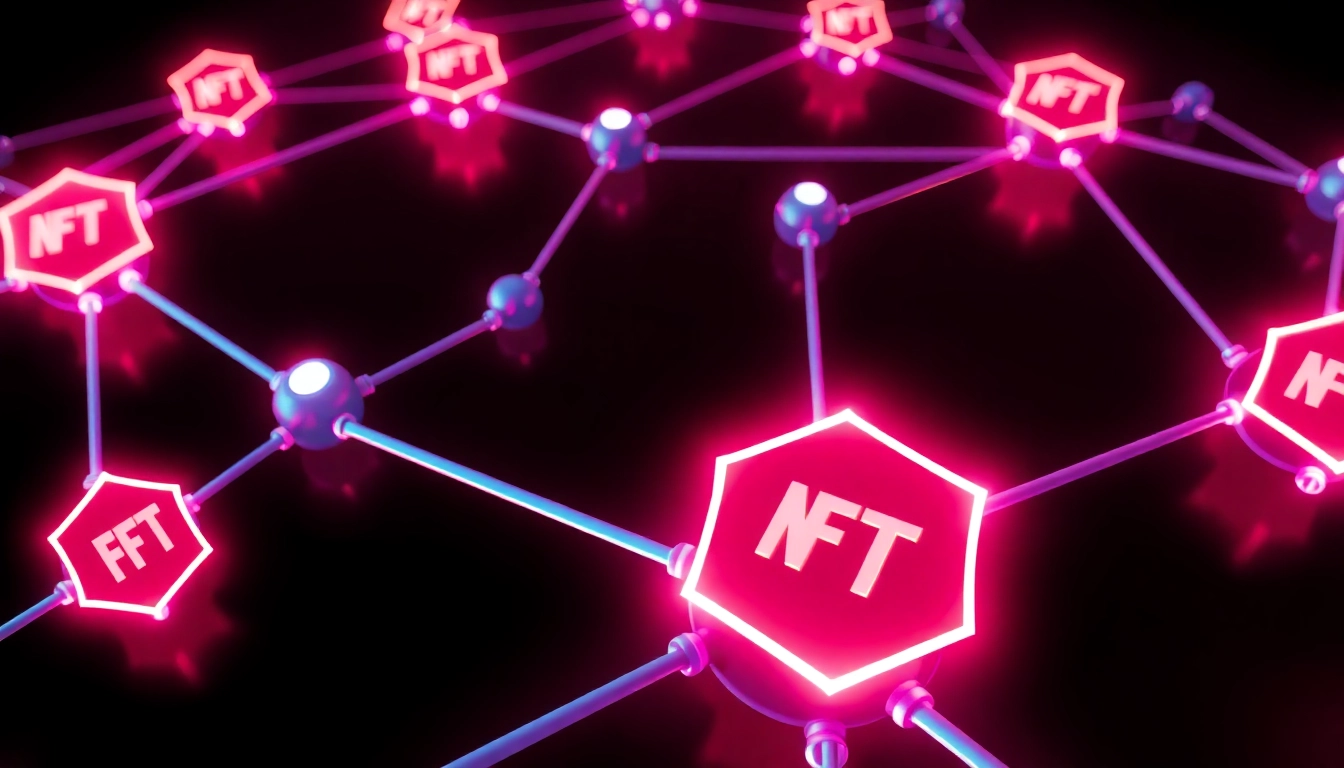 Navigate the Blockchain and NFT Technology Guide with visuals of interconnected nodes and