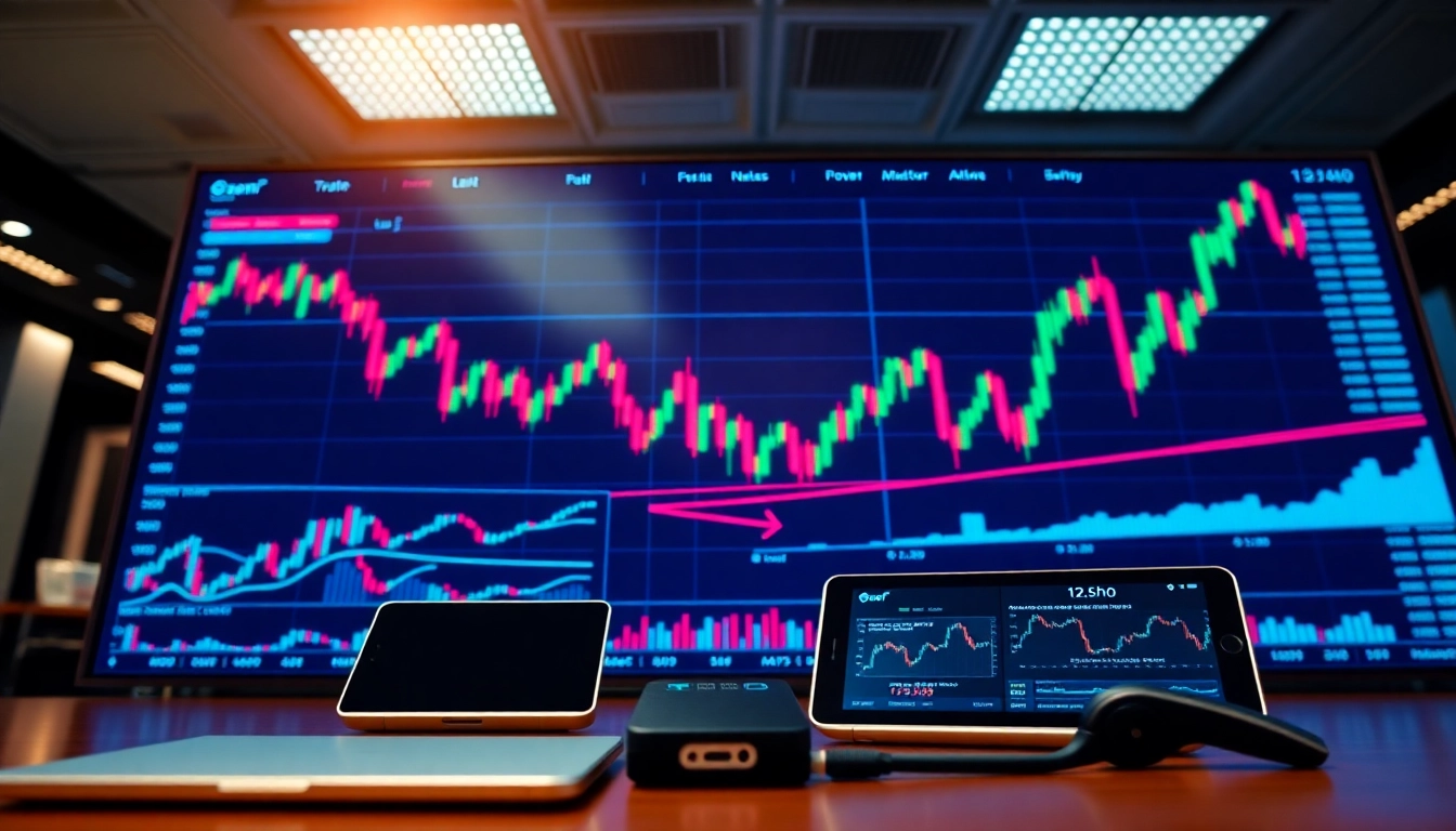 Comprehensive online trading guide website displaying charts and trading tools for investors